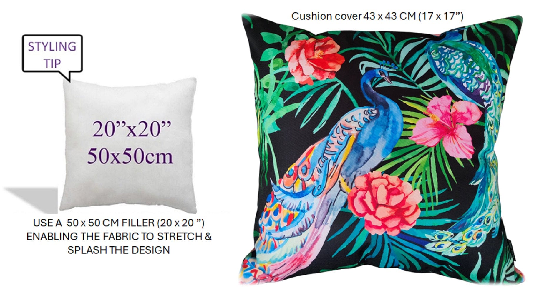 OLIVIA ROCCO Peacock Waterproof Cushion Covers 43 X 43 CM Reversible Breathable Decorative Indoor Outdoor For Patio Garden Sofa Bed Chair - Nest UK