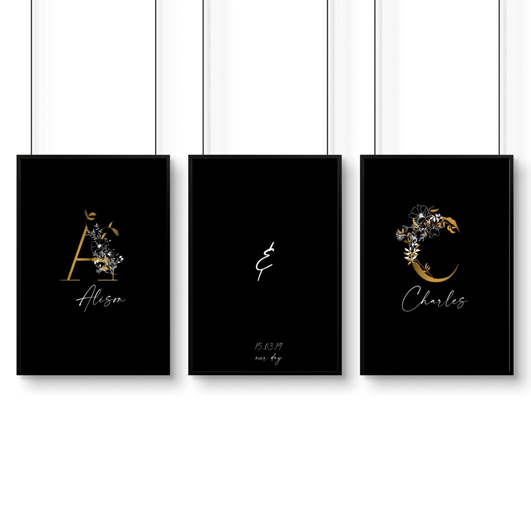 Anniversary gift for one year | set of 3 wall art prints