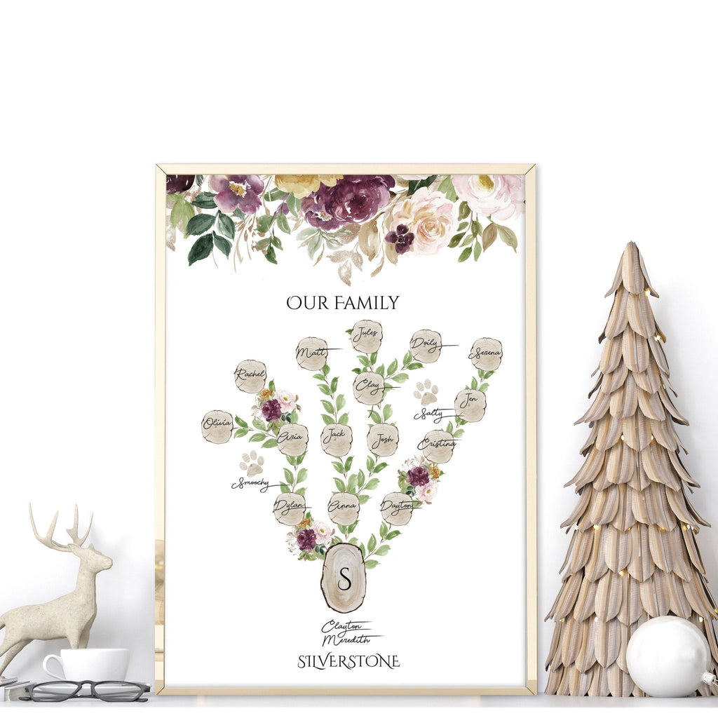 Family tree decor for wall | Personalised Wall art print