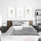 First year of marriage anniversary gift | set of 3 wall art prints