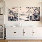 Picture Walls Living Room | Set of 3 Chinoiserie Wall art Prints