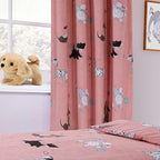 OLIVIA ROCCO Pink Dog Print Duvet Cover Set With Matching Curtains Cotton Blend Bedding For Kids And Adults Machine Washable