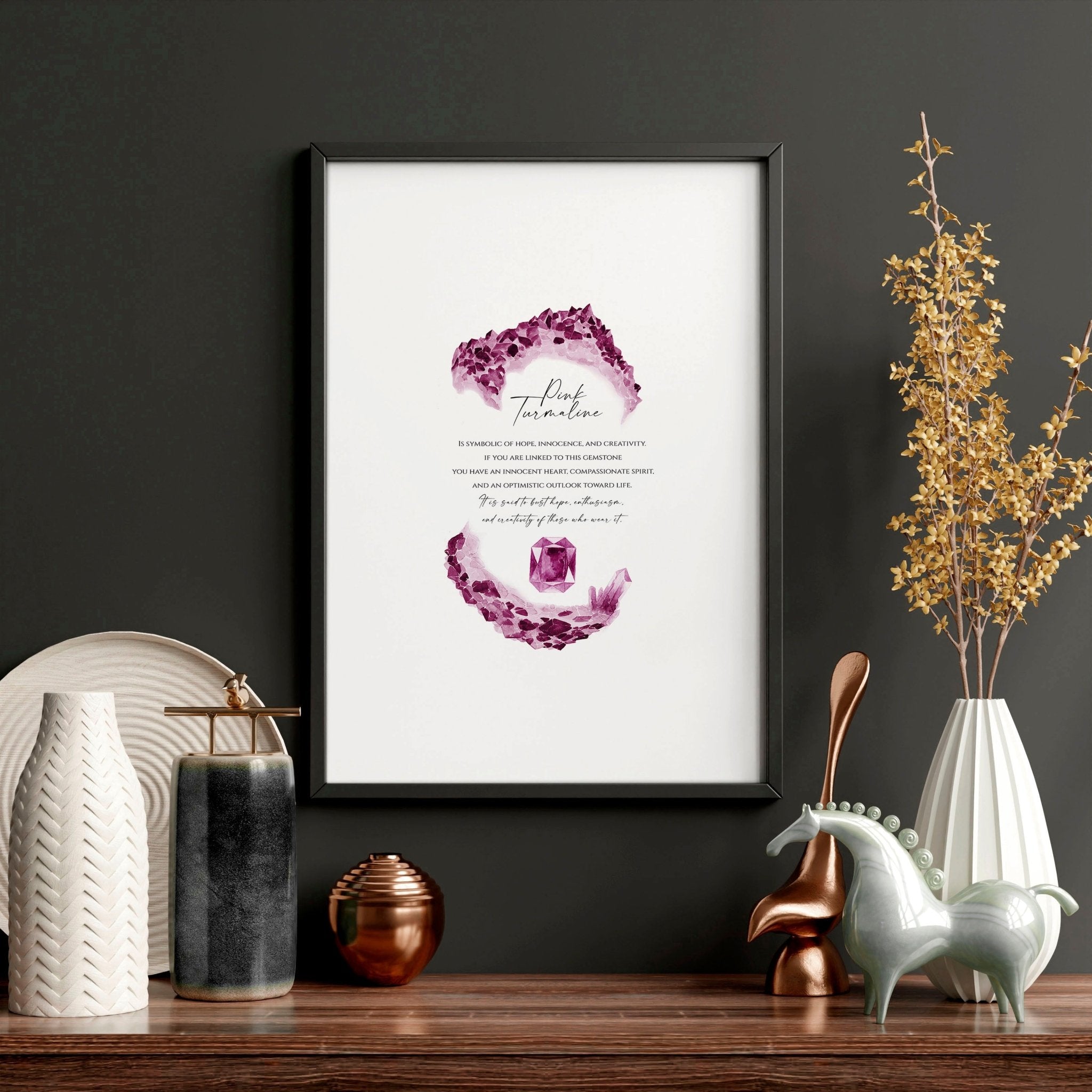 Pink Tourmaline birthstone | wall art print
