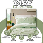 OLIVIA ROCCO Pintuck Sage Green Microfibre Duvet Cover Set With Pillowcases Easy Care Breathable Machine Washable Bedding
