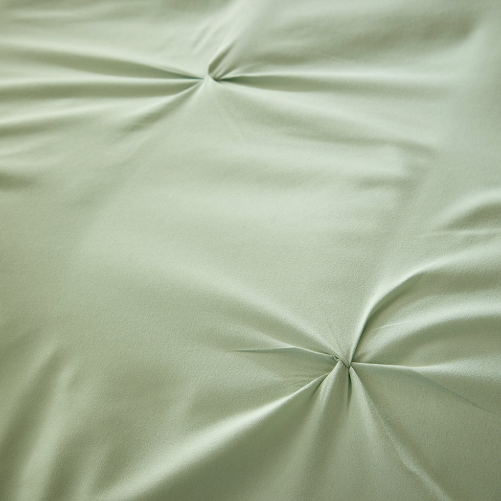 OLIVIA ROCCO Pintuck Sage Green Microfibre Duvet Cover Set With Pillowcases Easy Care Breathable Machine Washable Bedding