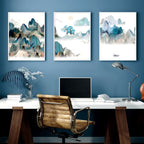 Japanese landscape art | set of 3 wall art for home office