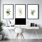 Botanical print framed | set of 3 wall art for home office decor