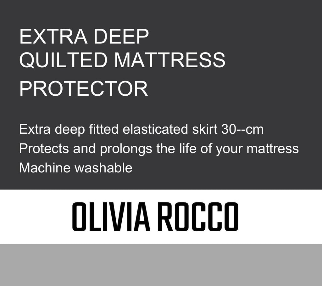 OLIVIA ROCCO Quilted Extra Deep Mattress Protector Microfibre Top Waterproof Reverse Elasticated Side Skirt All Bed Sizes Durable