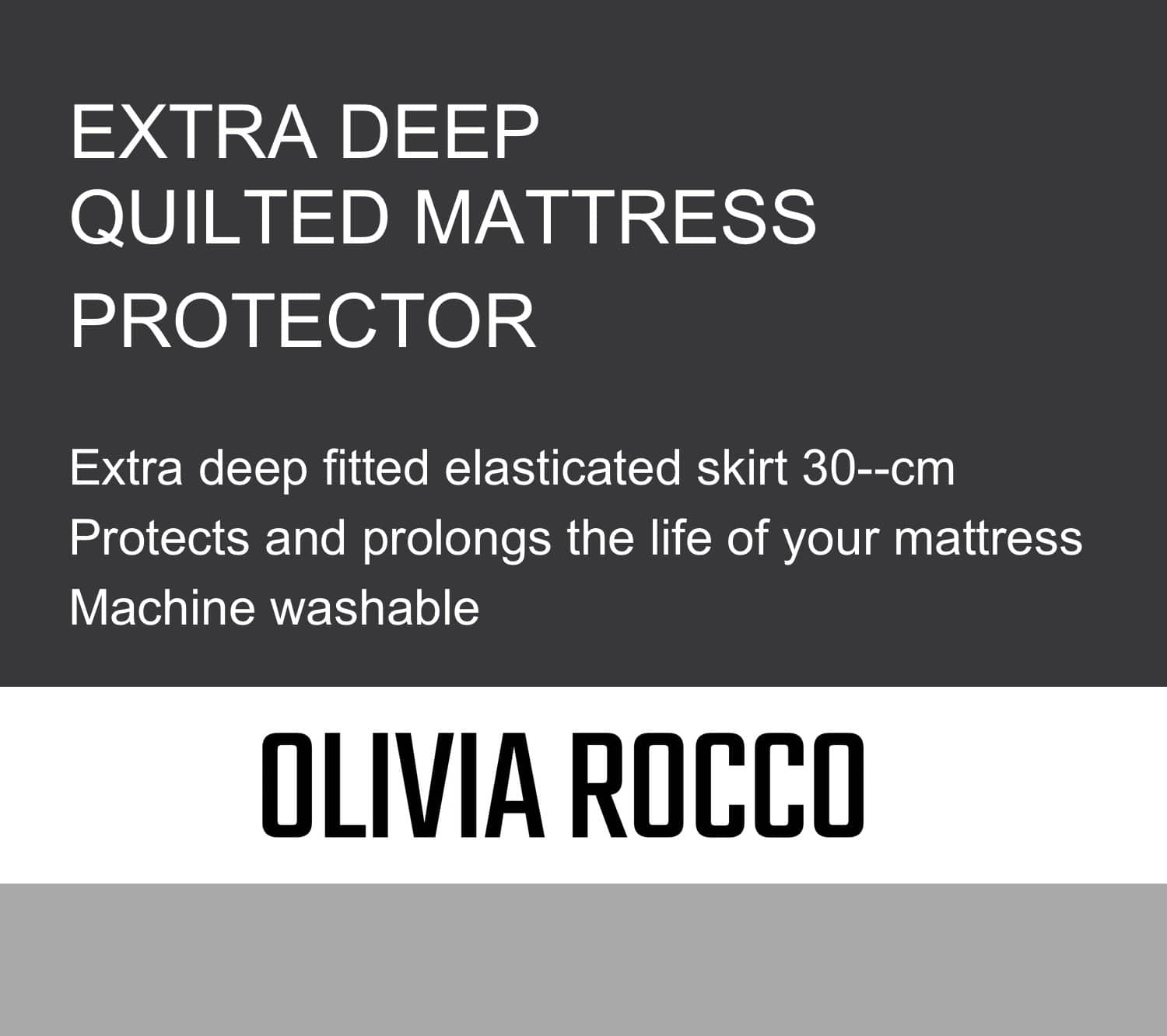 OLIVIA ROCCO Quilted Extra Deep Mattress Protector Microfibre Top Waterproof Reverse Elasticated Side Skirt All Bed Sizes Durable