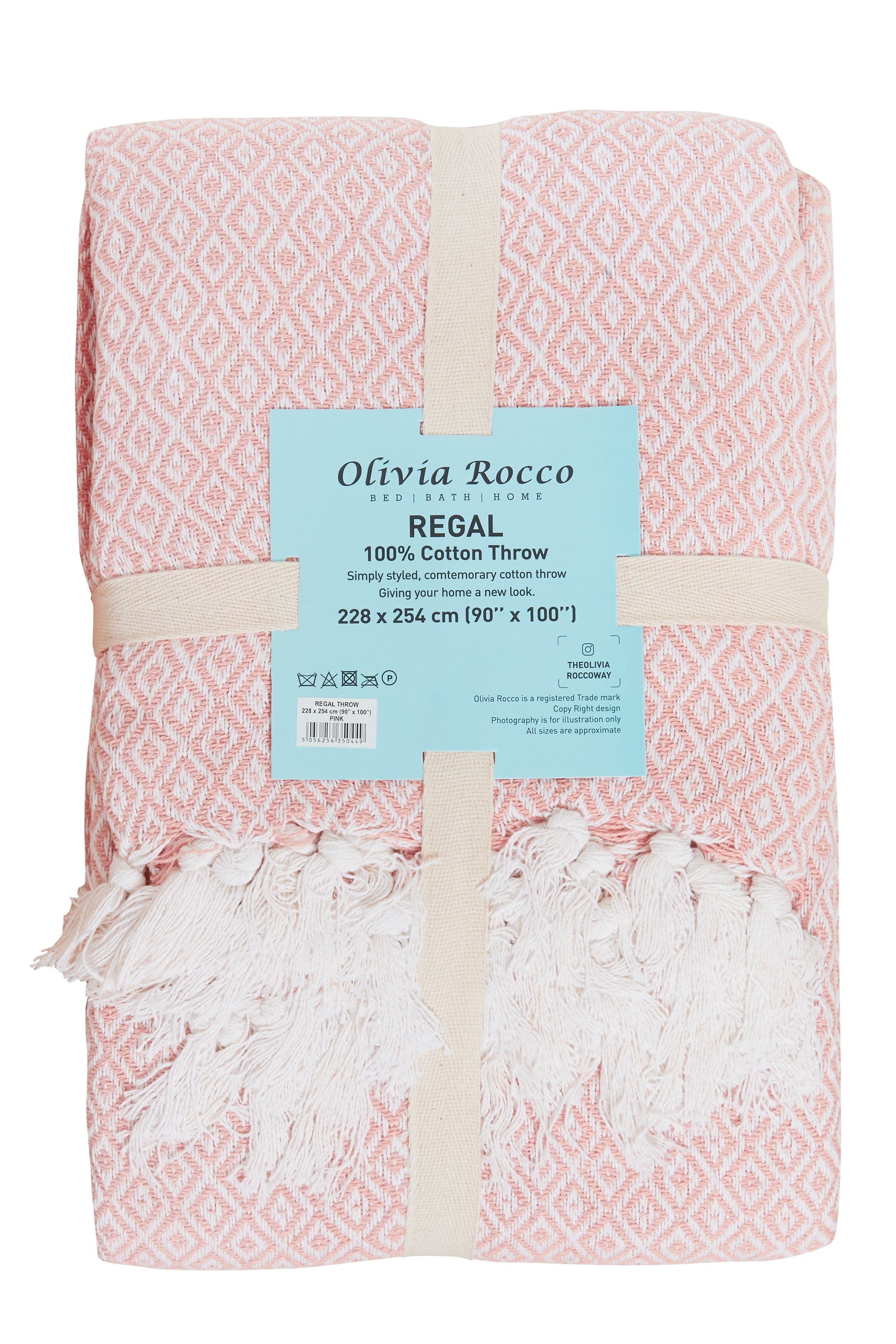 OLIVIA ROCCO Regal Handwoven Pure Cotton Throw Blanket Diamond Geometric Pattern Eco-Friendly Durable Bedspread Sofa Cover Multiple Sizes