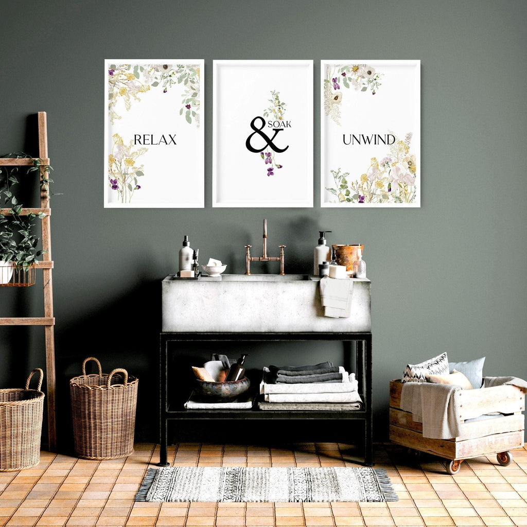 Relax Soak unwind wall art | Set of 3 art prints