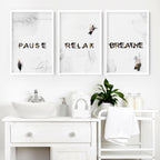 Wall decor for bathroom | set of 3 relaxing wall art