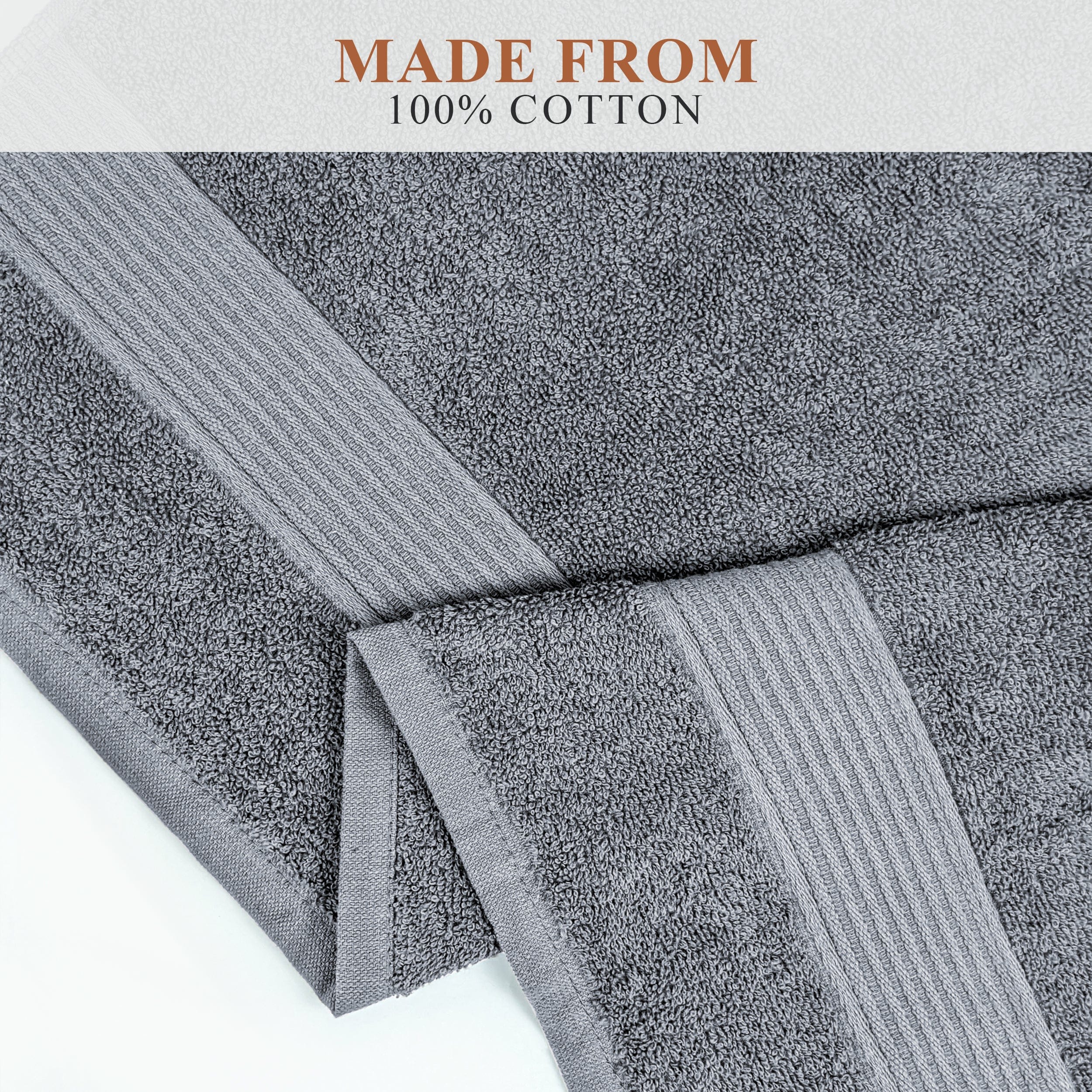 OLIVIA ROCCO Rhodes Towel Silver 100 Percent Cotton Hotel Quality Soft And Ultra Absorbent Hand Bath Towels Sheets And Face Cloths Set - Nest UK
