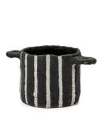 Black Vertical Stripe Pot