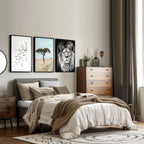 Safari Accessories For Bedroom | Set of 3 African Wildlife Wall art Prints
