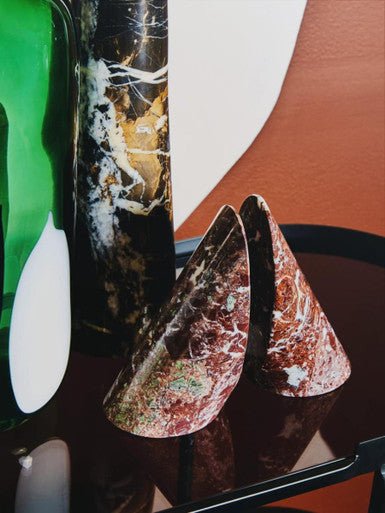Salmo Set Of Two Red Marble Bookends - Nest UK