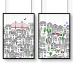 San Francisco print  | Set of 2 wall art travel posters
