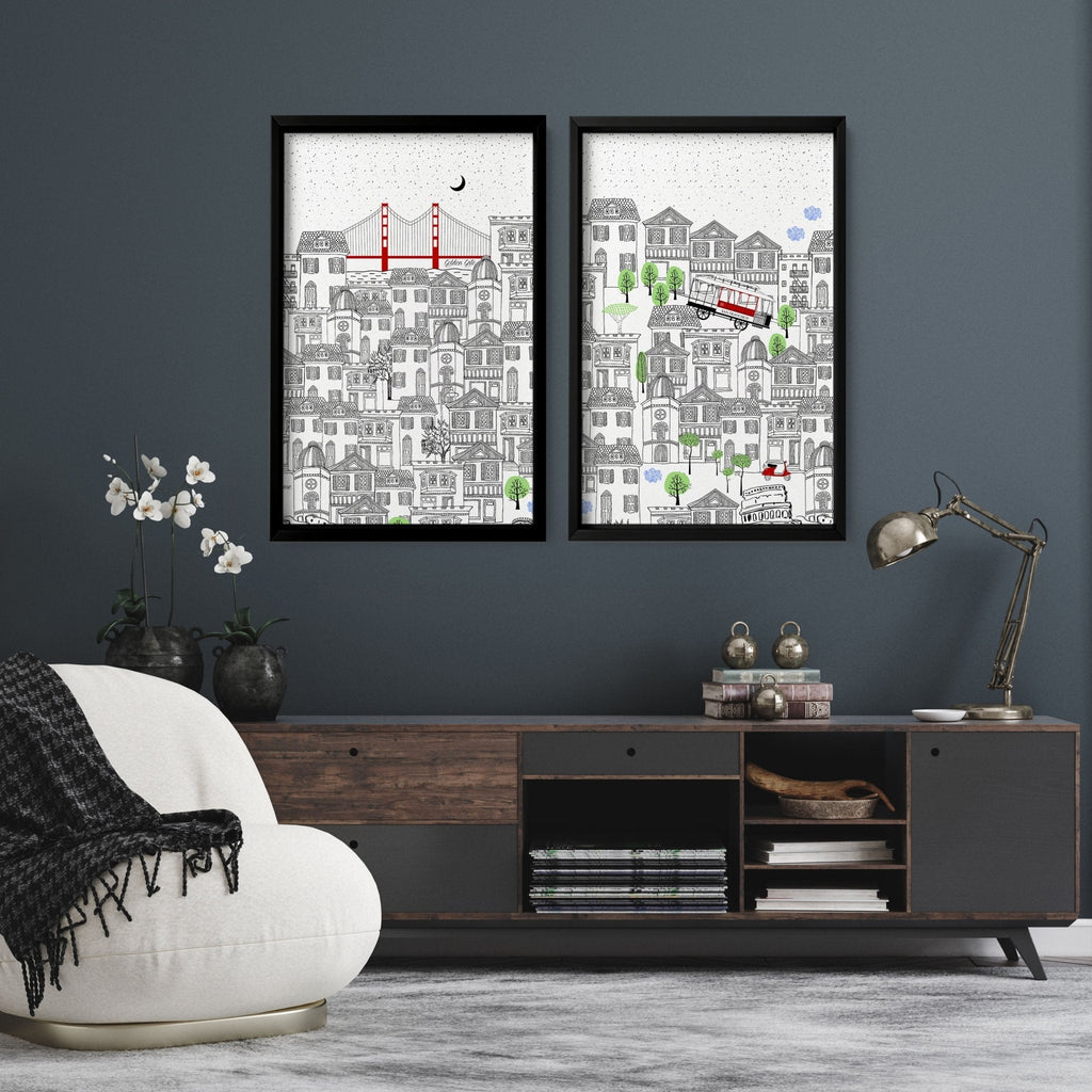 San Francisco print  | Set of 2 wall art travel posters
