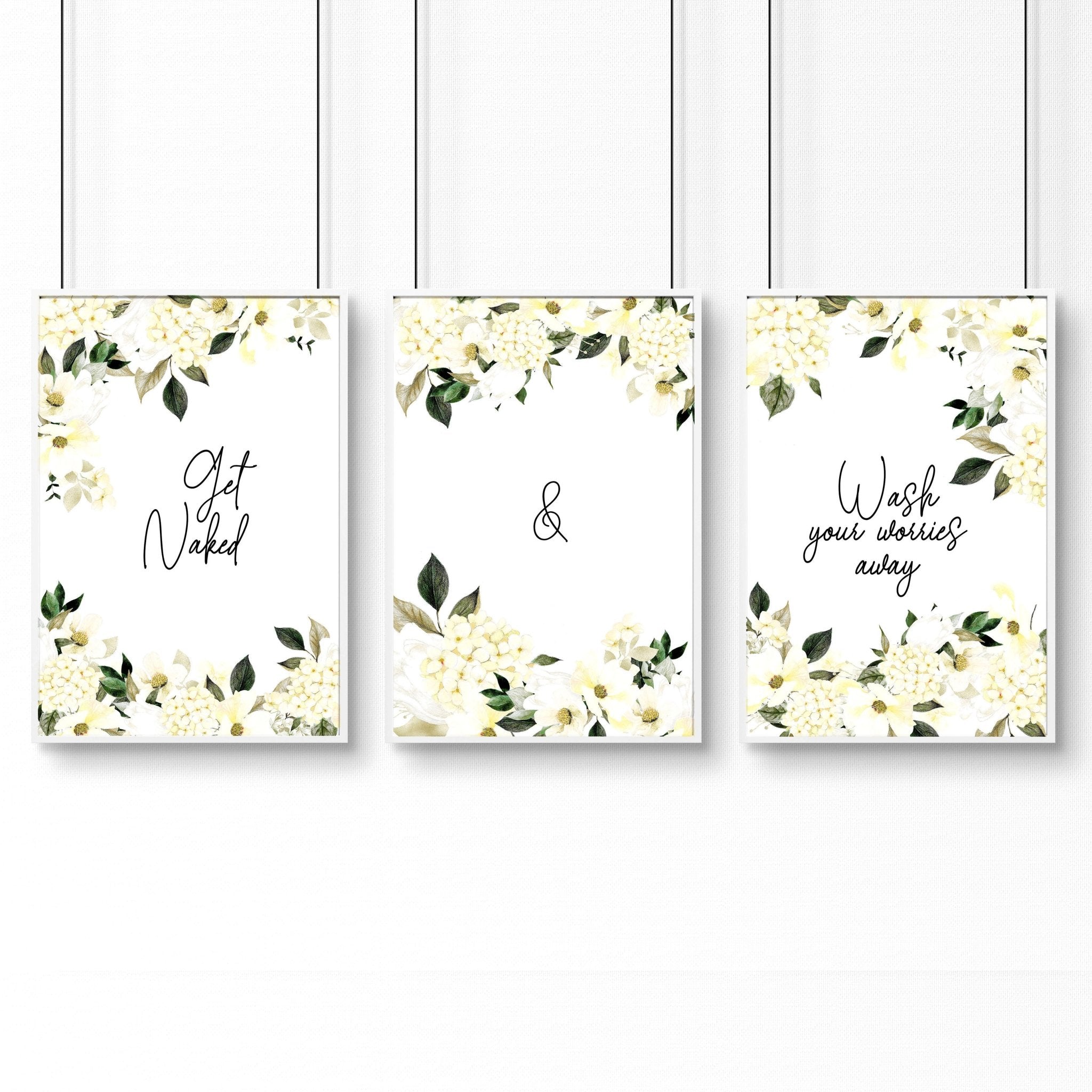 Wall art bathroom | set of 3 framed bathroom prints