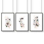 Art for kitchen wall | set of 3 Shabby Chic Floral art prints