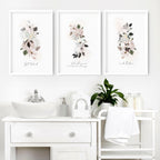 Framed bathroom art | set of 3 Shabby Chic wall art