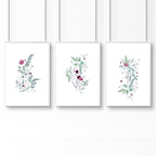 Prints for bedroom walls | set of 3 Shabby Chic wall art