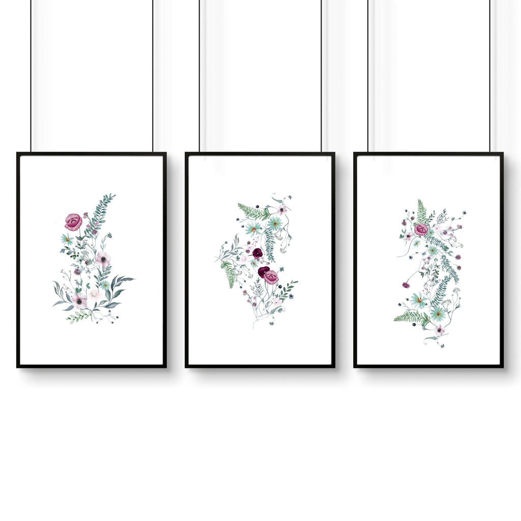 Prints for bedroom walls | set of 3 Shabby Chic wall art