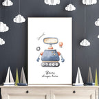 Space and Planets - Robot wall art print for Nursery
