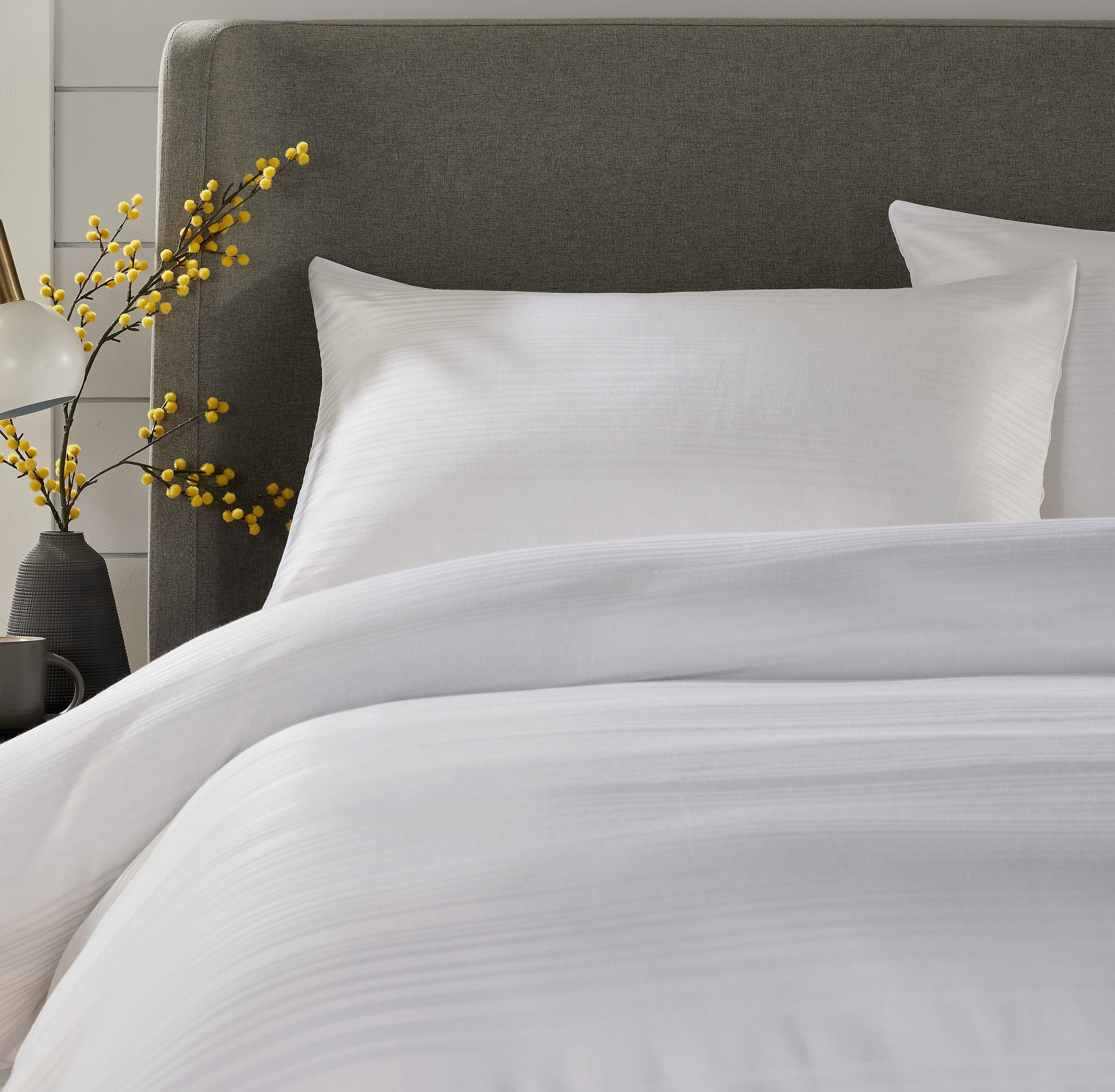 Stripe Jacquard Reversible Cotton Blend Duvet Cover Set with Pillowcases Luxurious Eco-Friendly Bedding for Master and Guest Bedrooms Multiple Sizes and Colours by OLIVIA ROCCO