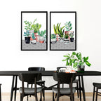 Kitchen wall pictures | set of 2 Succulent wall art prints