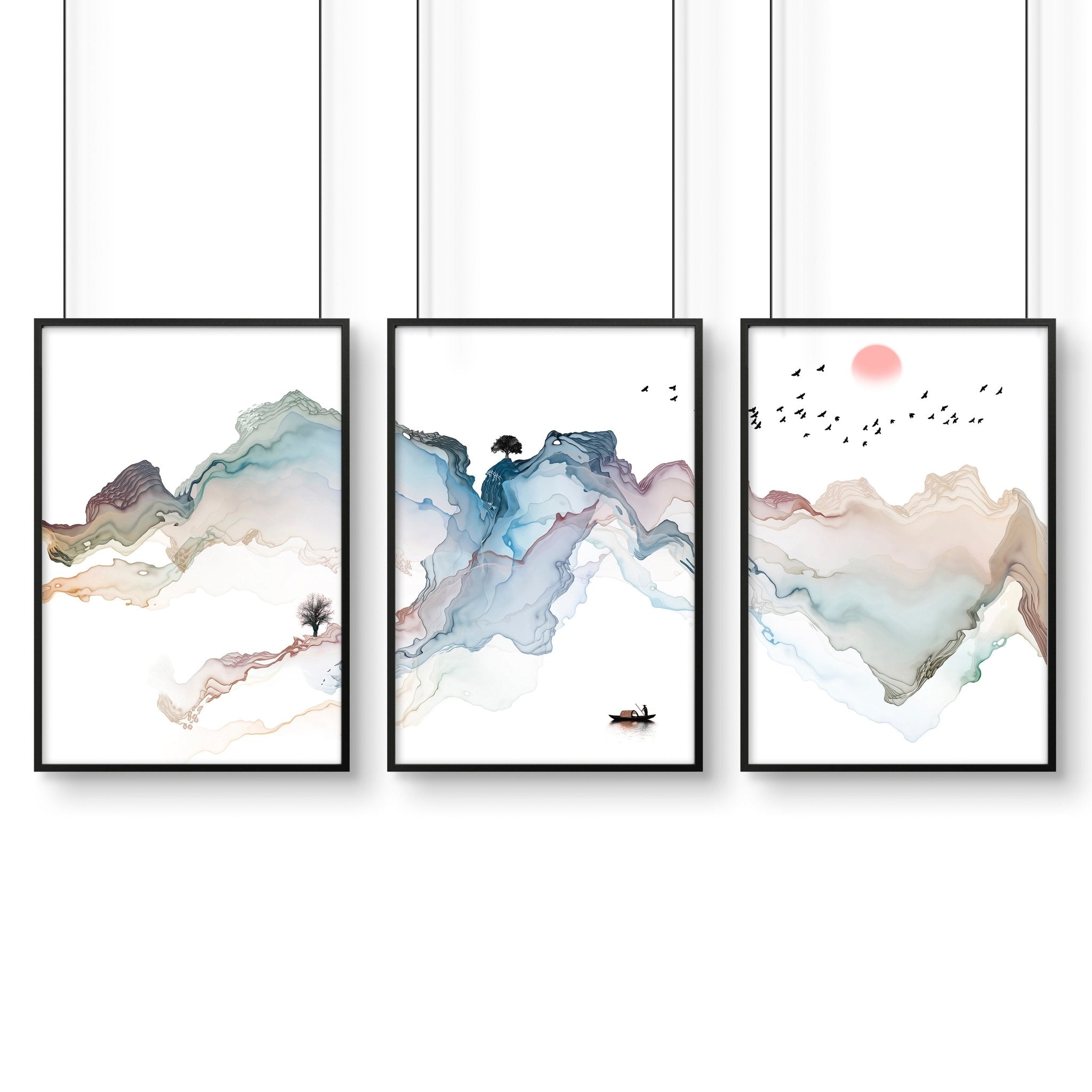 Art prints set of 3 | Japanese Sunset art prints