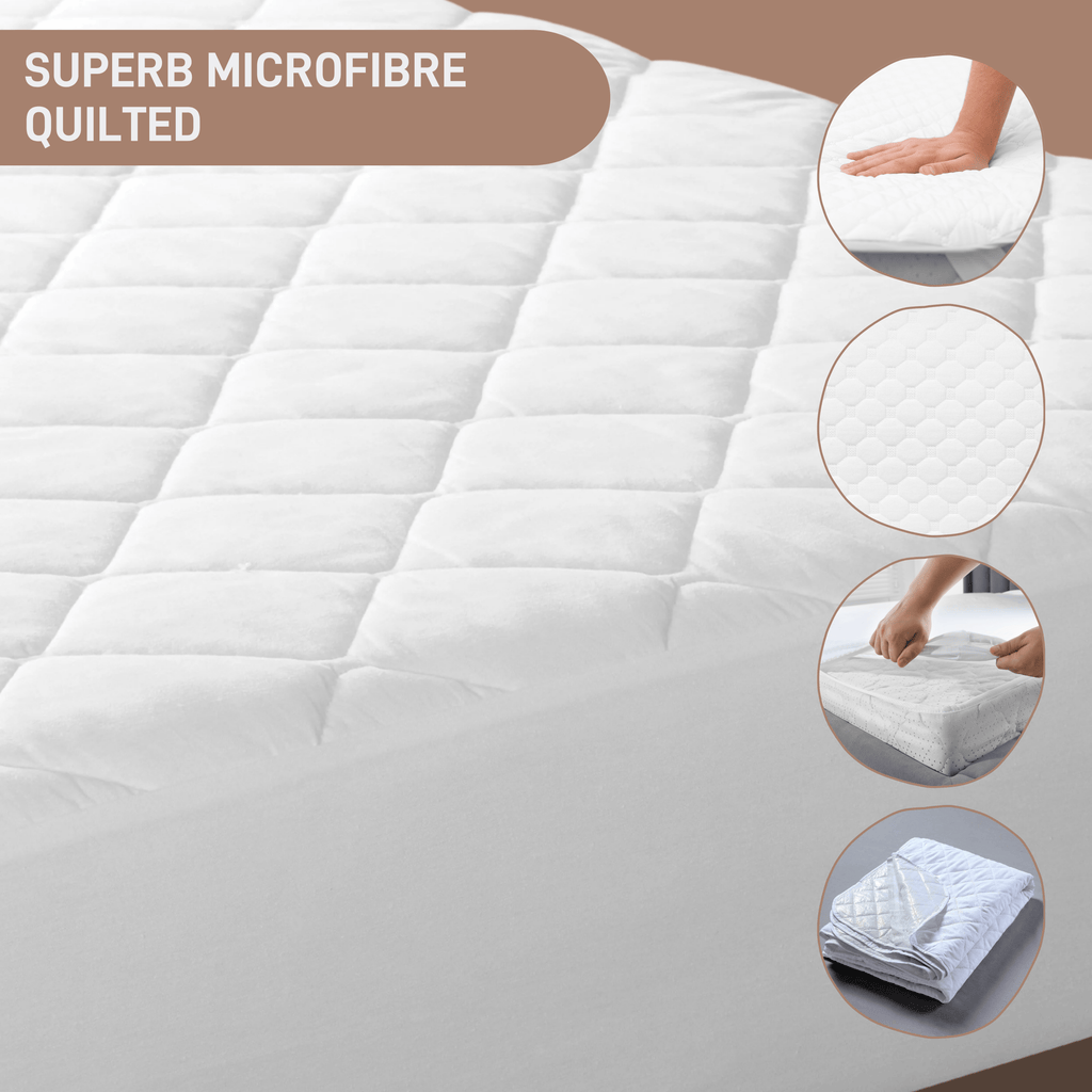 OLIVIA ROCCO Quilted Extra Deep Mattress Protector Microfibre Top Waterproof Reverse Elasticated Side Skirt All Bed Sizes Durable