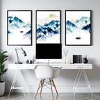 Wall art in teal | set of 3 wall art for Home office Decor