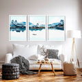 3 Wall Art Set – Teal Japanese Landscape Prints