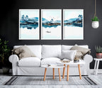 3 Wall Art Set – Teal Japanese Landscape Prints