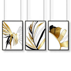 Bathroom wall art uk | set of 3 Tropical Gold wall art