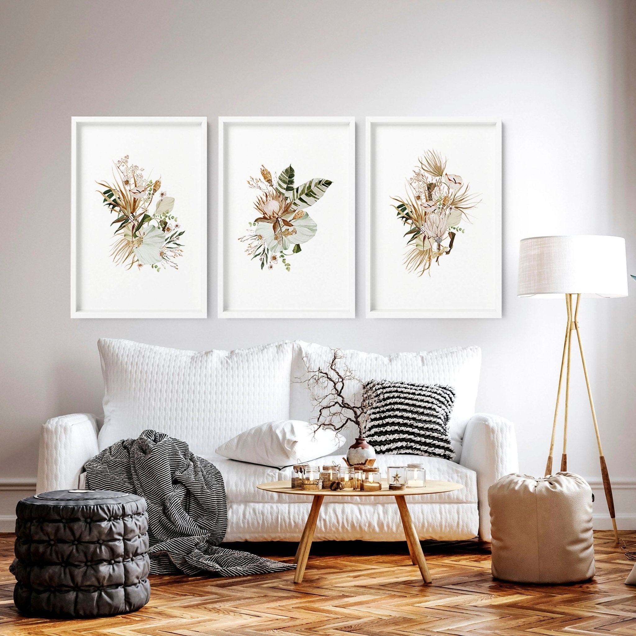 Bohemian wall art decor | Set of 3 framed wall art prints