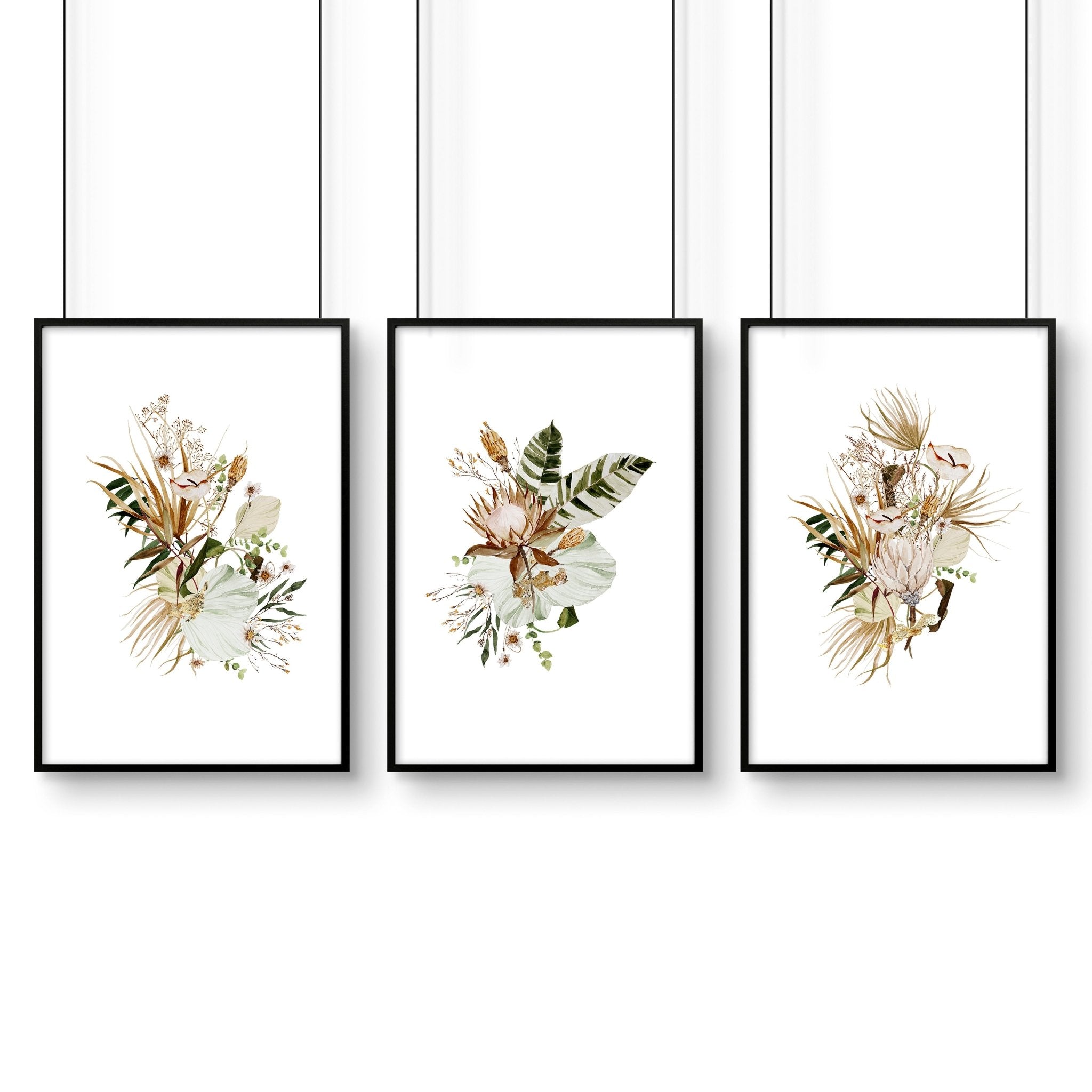 Bohemian wall art decor | Set of 3 framed wall art prints