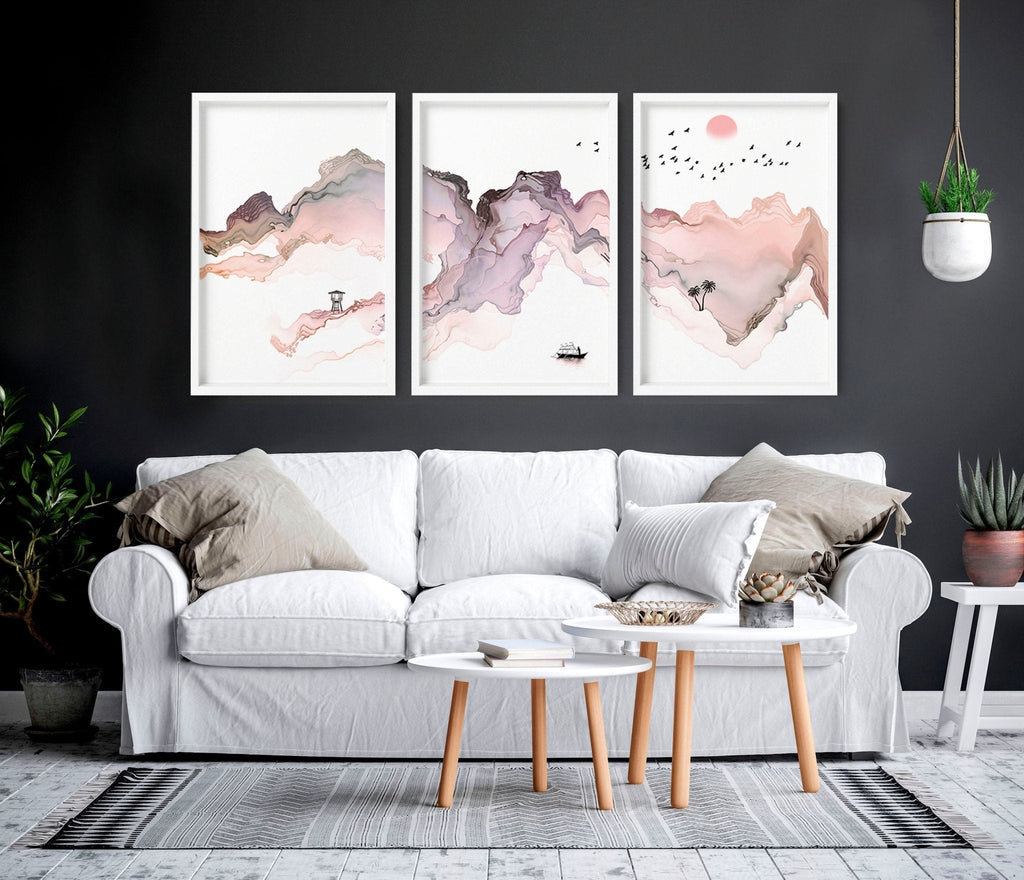Wall art seaside | set of 3 framed wall art prints