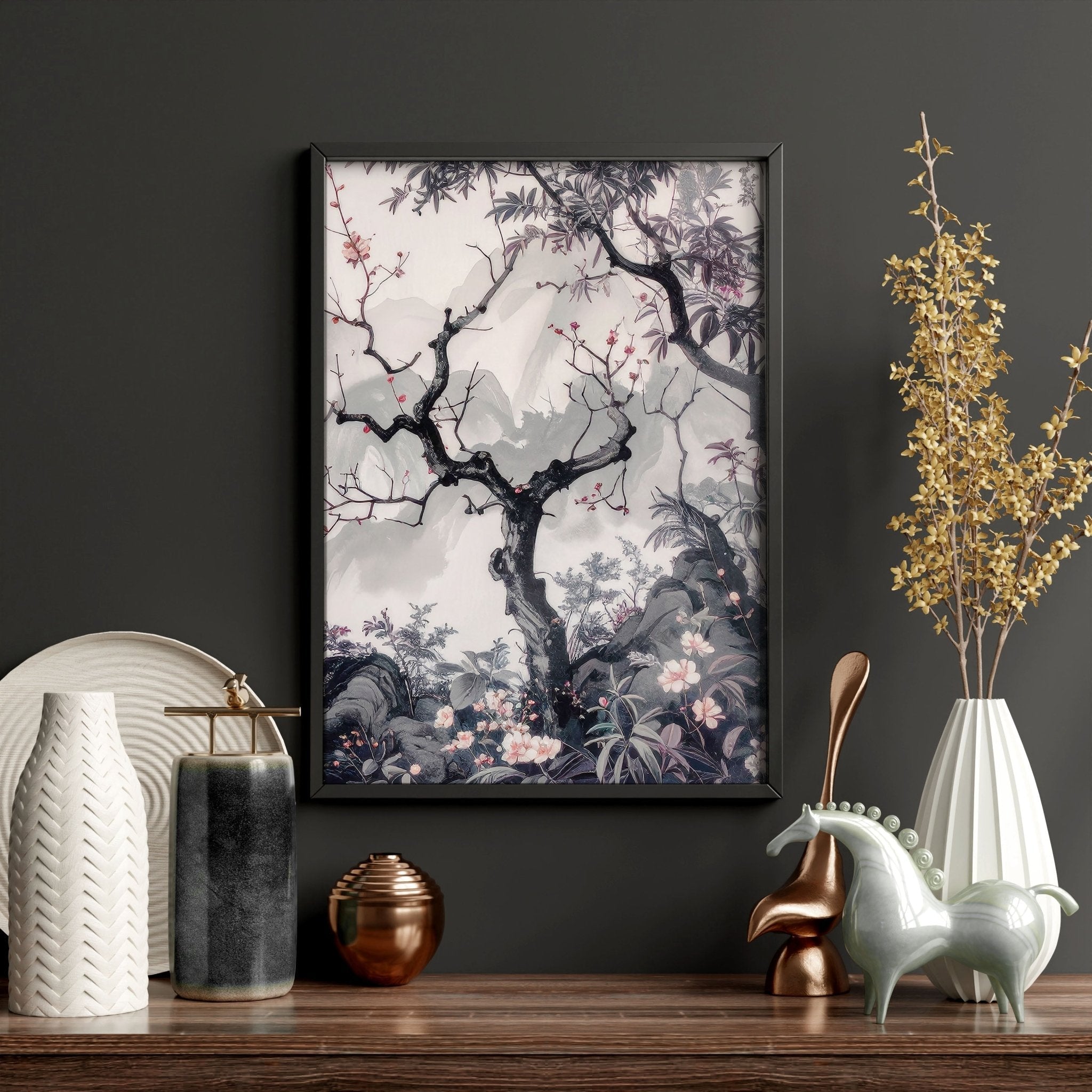 Wall Art For Living Room Large | Set of 3 Chinoiserie Wall art Prints