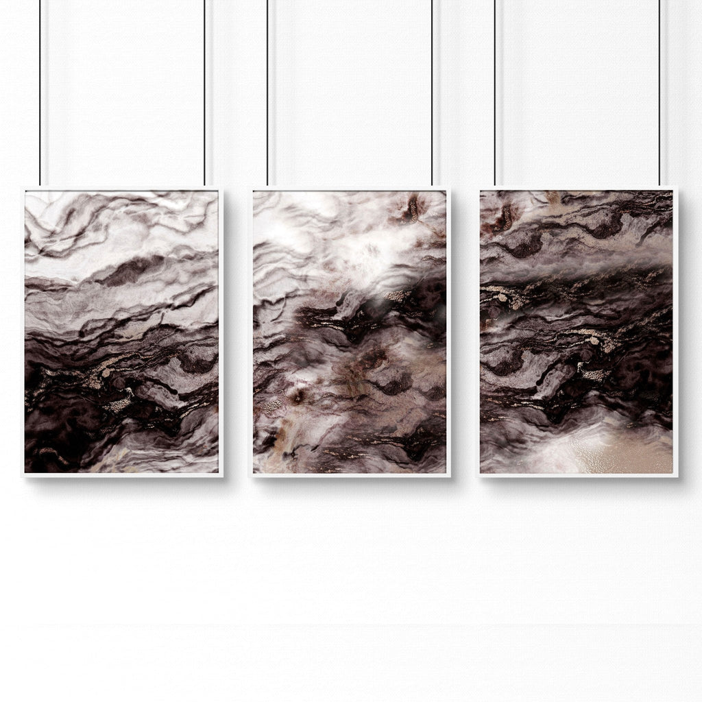 Wall print living room | set of 3 Marble prints