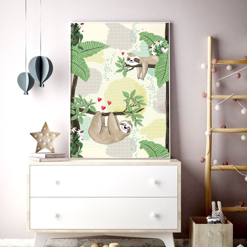 Wall art decor for nursery | set of 2 Sloth wall art prints