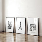 Wall Art Framed For Living Room | Set of 3 Paris Landmarks Wall art Prints