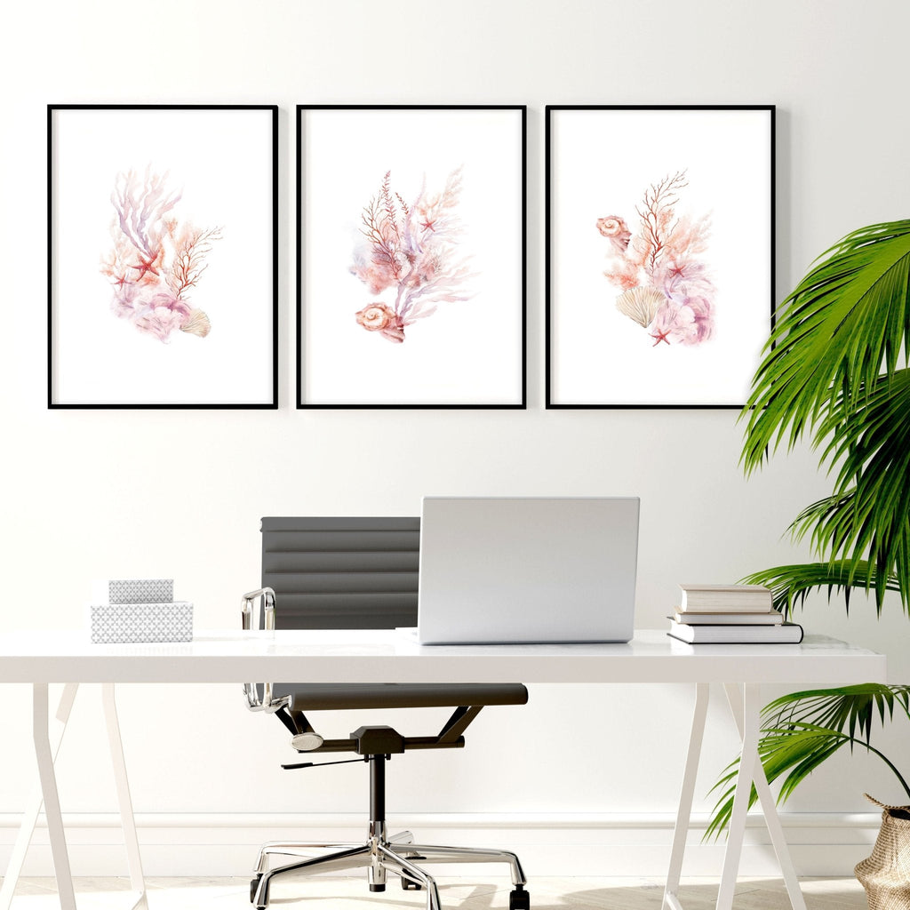 Wall Art Sea | Set of 3 Seashells Wall art Prints