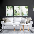 Wall art with green | set of 3 Tropical home decor items