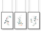 Bathroom wall decor UK | Set of 3 Botanical art prints