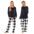 OLIVIA ROCCO Womens Buffalo Check Fleece Ultra Soft Pajama Set Long Sleeve Top And Bottoms Cozy Winter Lounge Wear Various Sizes