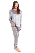 OLIVIA ROCCO Women's Crushed Velvet Pyjama Set Top And Pants Soft Loungewear In Multiple Sizes And Elegant Colours For Comfort
