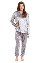 OLIVIA ROCCO Women's Crushed Velvet Pyjama Set Top And Pants Soft Loungewear In Multiple Sizes And Elegant Colours For Comfort