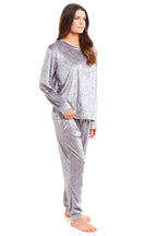 OLIVIA ROCCO Women's Crushed Velvet Pyjama Set Top And Pants Soft Loungewear In Multiple Sizes And Elegant Colours For Comfort